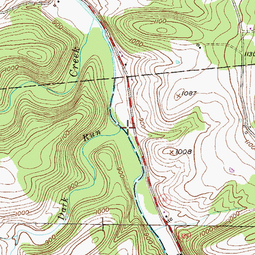 Topographic Map of Dark Run, PA