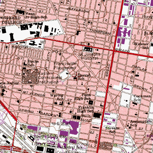 Topographic Map of Darrah School, PA