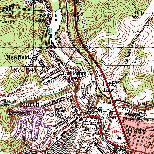 Topographic Map of Davidson School, PA
