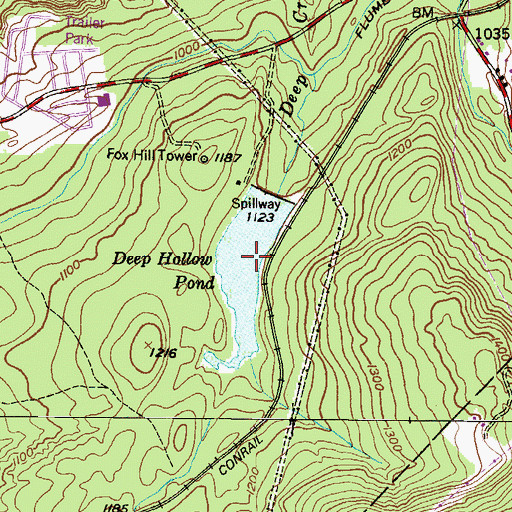 Topographic Map of Deep Hollow Pond, PA