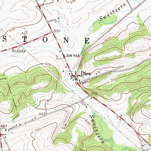 Topographic Map of Dice, PA