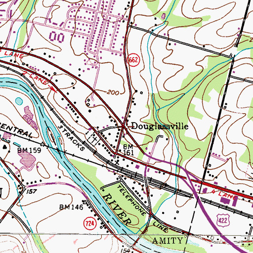 Topographic Map of Douglassville, PA