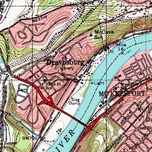 Topographic Map of Dravosburg, PA