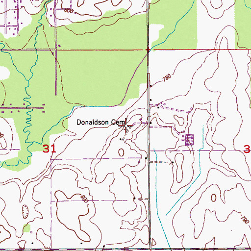 Topographic Map of Donaldson Cemetery, AL