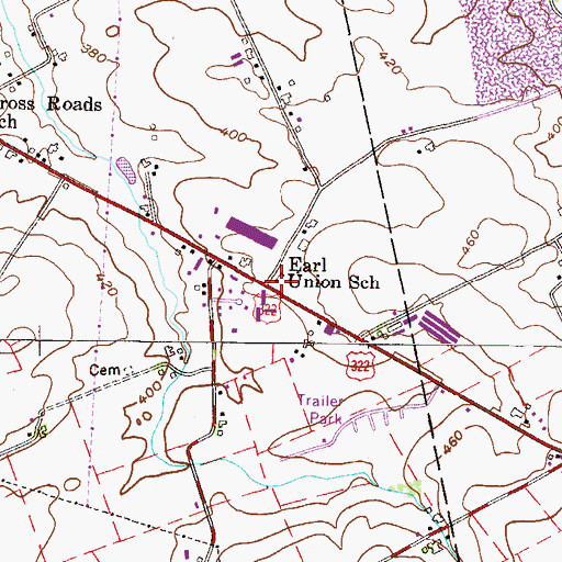 Topographic Map of Earl Union School, PA