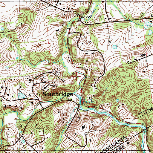 Topographic Map of East Branch Red Clay Creek, PA