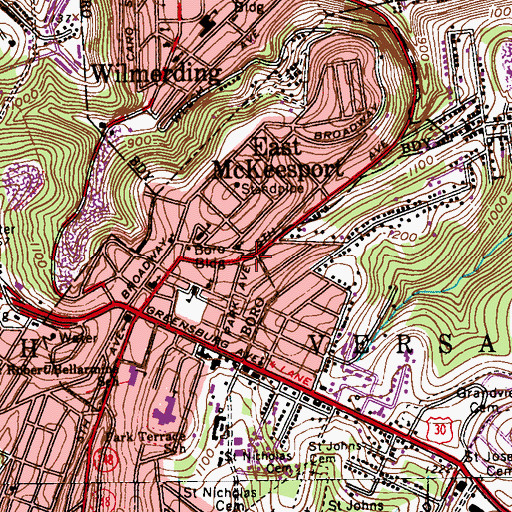 Topographic Map of East McKeesport, PA