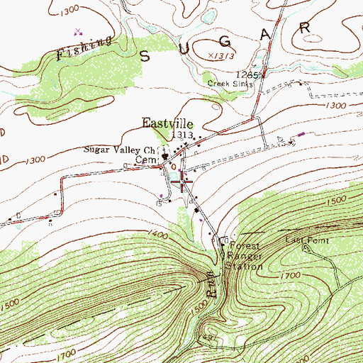 Topographic Map of Eastville Run, PA