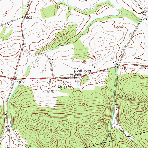 Topographic Map of Ebenezer Cemetery, PA