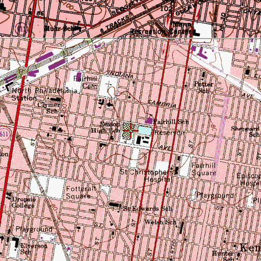 Topographic Map of Edison High School, PA