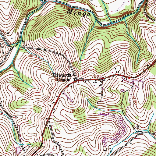 Topographic Map of Edwards Chapel, PA