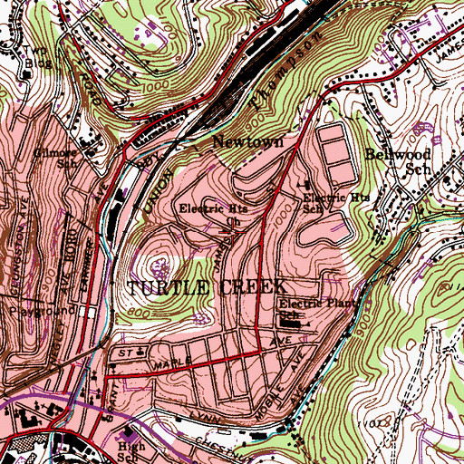 Topographic Map of Electric Heights Church, PA