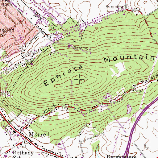 Topographic Map of Ephrata Mountain, PA