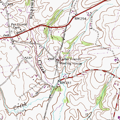 Topographic Map of Exeter Friends Meeting House, PA