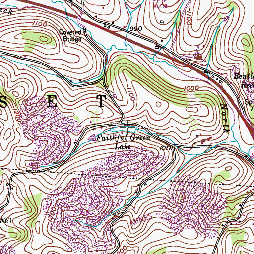 Topographic Map of Faithful Green Lake, PA