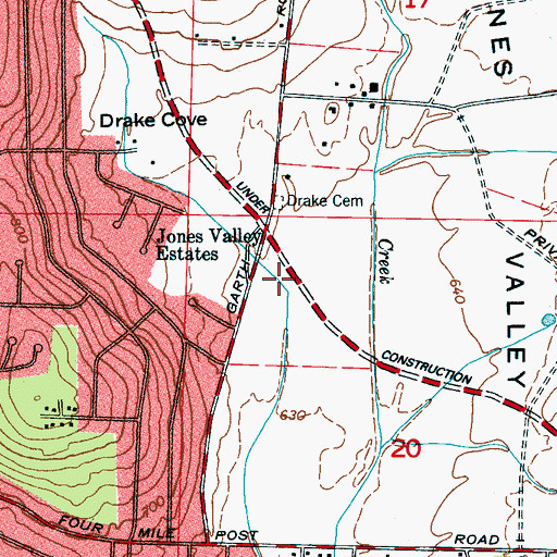 Topographic Map of Drake Cove, AL