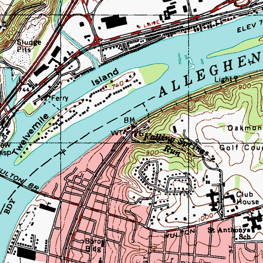 Topographic Map of Falling Springs Run, PA