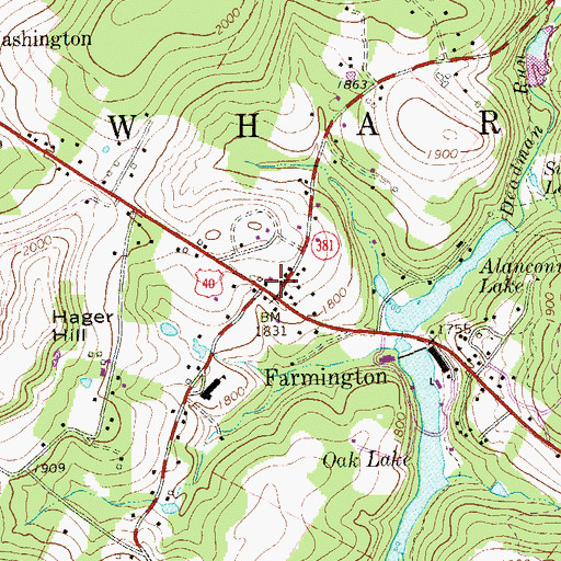 Topographic Map of Farmington, PA