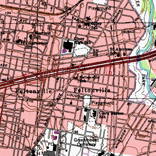 Topographic Map of Feltonville School, PA