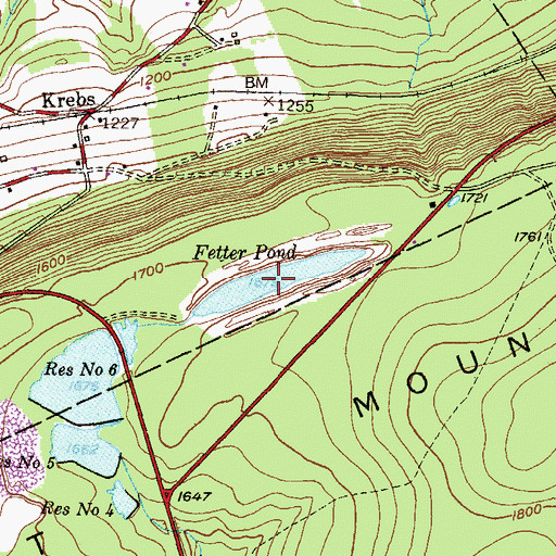 Topographic Map of Fetter Pond, PA