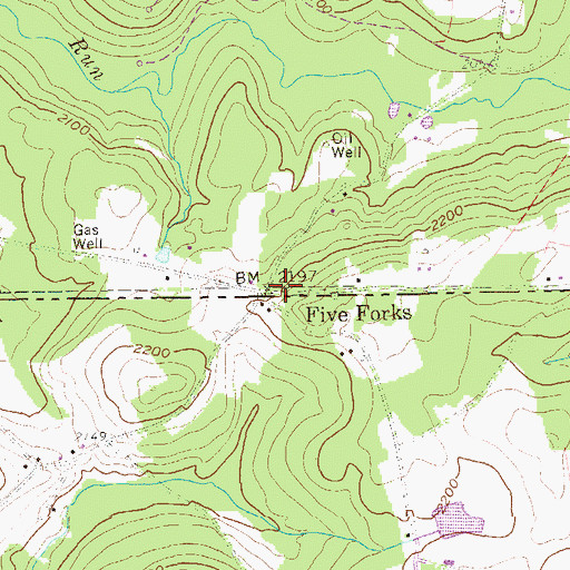 Topographic Map of Five Forks, PA