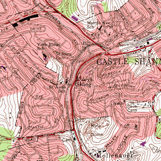 Topographic Map of Foleys Siding, PA