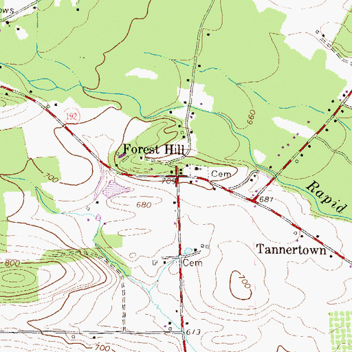 Topographic Map of Forest Hill, PA