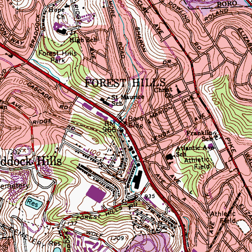 Topographic Map of Forest Hills, PA
