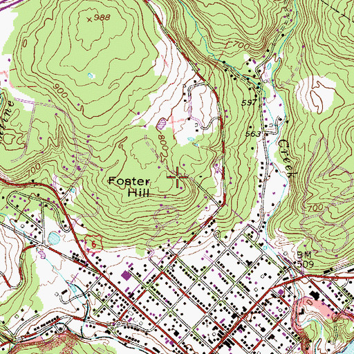 Topographic Map of Foster Hill, PA