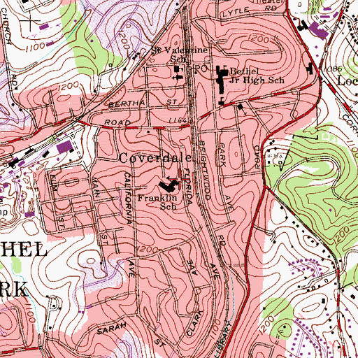 Topographic Map of Franklin School, PA