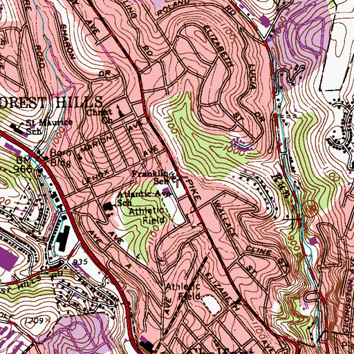 Topographic Map of Franklin School, PA