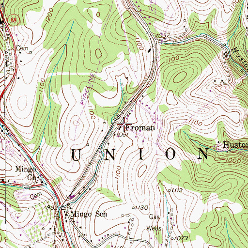 Topographic Map of Froman, PA