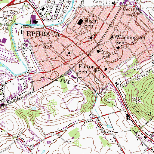 Topographic Map of Fulton School, PA
