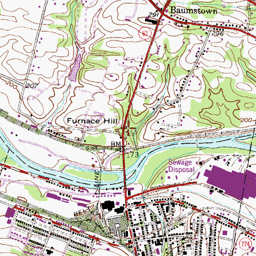 Topographic Map of Furnace Hill, PA