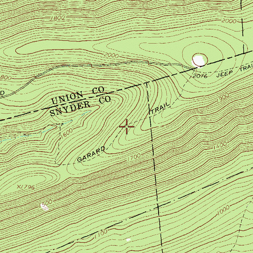 Topographic Map of Garard Trail, PA