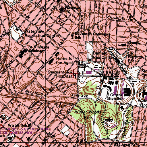 Topographic Map of Germantown Community Health Center, PA