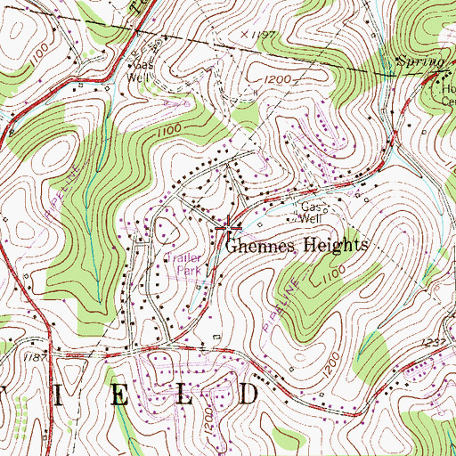 Topographic Map of Ghennes Heights, PA