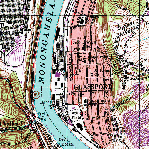 Topographic Map of Glassport, PA
