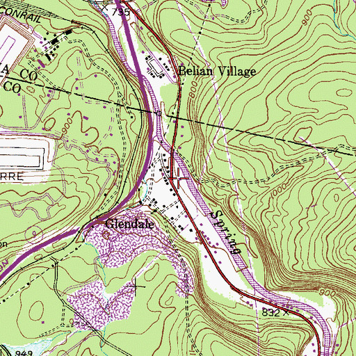 Topographic Map of Glendale, PA