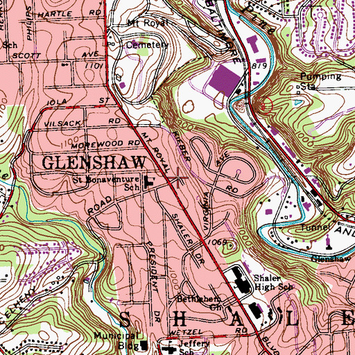 Topographic Map of Glenshaw, PA