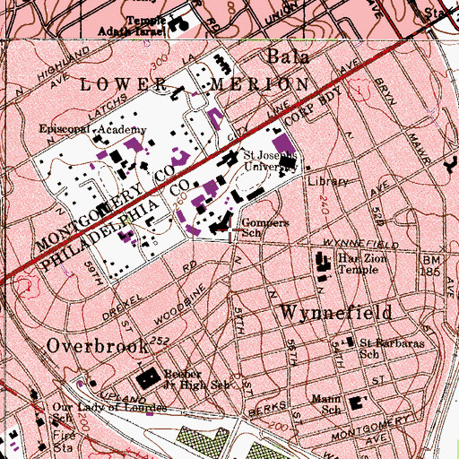 Topographic Map of Gompers School, PA