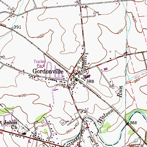 Topographic Map of Gordonville, PA
