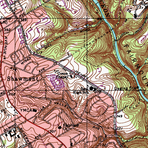 Topographic Map of Grace Chapel, PA