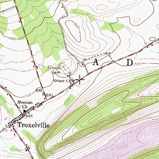 Topographic Map of Grace Church, PA