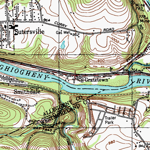 Topographic Map of Gratztown, PA