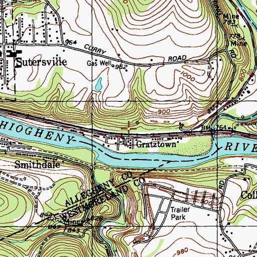 Topographic Map of Gratztown School, PA
