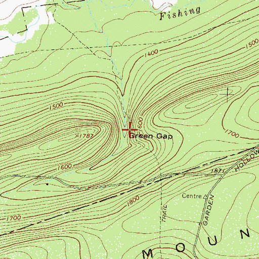 Topographic Map of Green Gap, PA