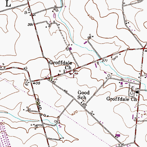 Topographic Map of Groffdale Church, PA