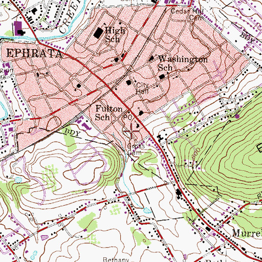 Topographic Map of Gross Cemetery, PA