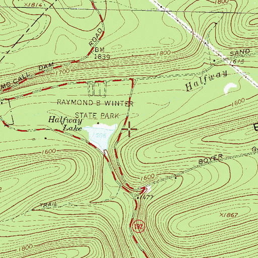 Topographic Map of Halfway Run, PA